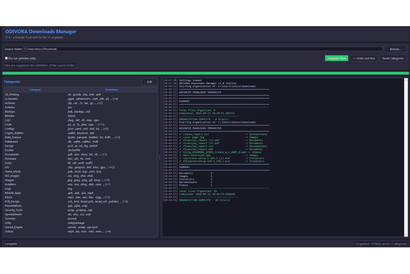 ODIVORA Downloads Manager v1.0