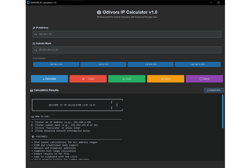 ODIVORA IP Calculator Lite v1.0